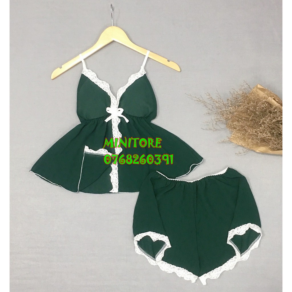 [DƯỚI 55KG] BỘ VOAN CROPTOP CÓ MÚT , VOAN MỎNG MÁT MẶC NGỦ BAO ĐẸP SEXY - HÀNG XƯỞNG NHÀ MAY ĐƯỜNG MAY KỸ