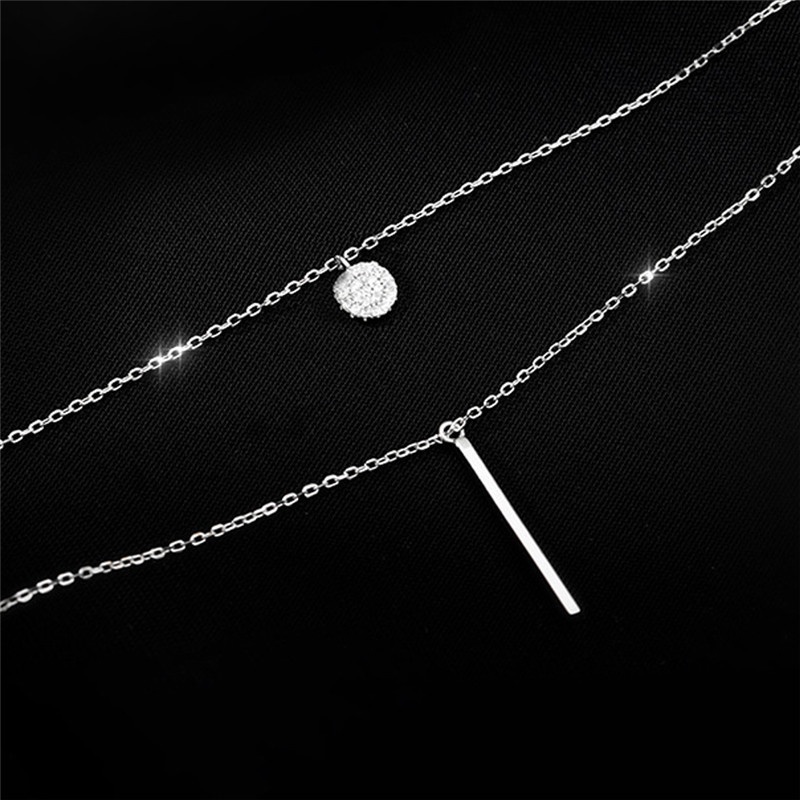 Vòng cổ hai lớp mặt tròn đính đá zircon thời trang cho nữ