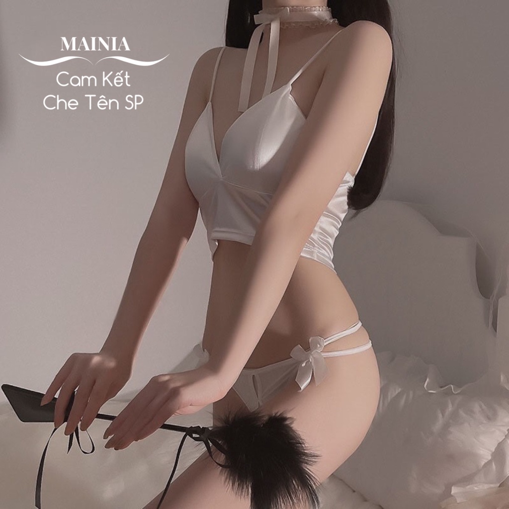 Set Bộ Đồ Lót Áo Lụa Phi Bóng Quần Lọt Khe Hở Đáy Siêu Đẹp Sexy Gợi Cảm Mainia Shop | BigBuy360 - bigbuy360.vn