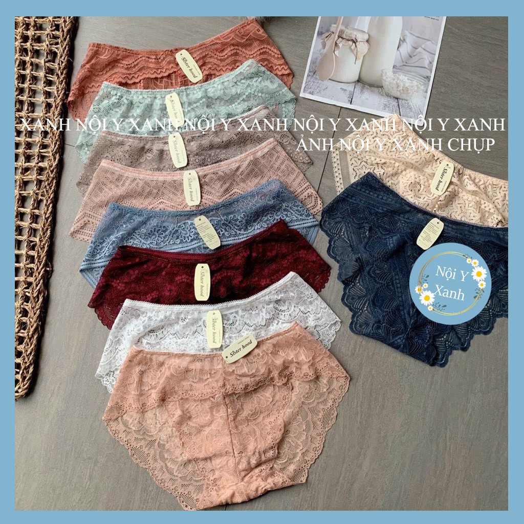 Quần Lót Nữ -Ren xuất Nhật mền mại thoáng khí trong suốt viền bèo sexy mã quyến rũ, chất mềm mại nội y xanh