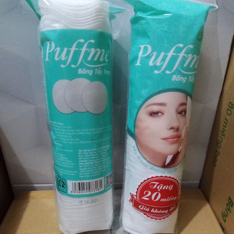 BÔNG TẨY TRANG TRÒN PUFFME 80 tờ tặng 20 tờ