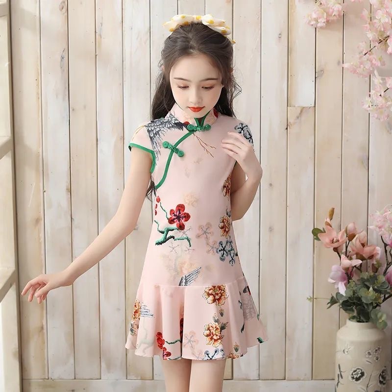 Đầm Sườn Xám Phong Cách Trung Hoa Xinh Xắn Cho Bé Gái Từ 3 Đến 4-5 - 6 Đến 7 Đến 8 Đến 9-10 Đến 11-12 Tuổi