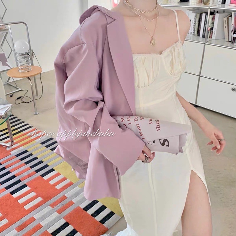 JANE Đầm hai dây xẻ tà dáng dài thời thượng sang - Áo khoác Blazer Hàn Quốc màu Tím | BigBuy360 - bigbuy360.vn