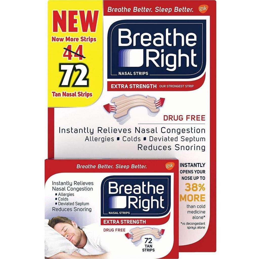 Miếng dán thông mũi, chống ngáy Breathe Right 72 miếng của Mỹ