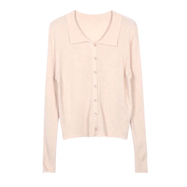 Billie Top - Áo len polo màu pastel tay dài chất len mềm Purpleheart