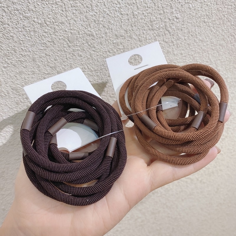Bộ 10 dây buộc tóc bằng nylon co giãn thời trang Hàn Quốc trẻ trung