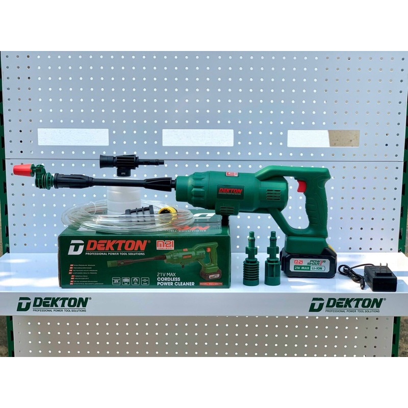MÁY RỬA XE PIN 21V DEKTON M21-SRX775 180W 35>50 BAR MẪU MỚI SIÊU KHOẺ ,TẶNG THÊM 1 BÉC RỬA MÁY ĐIỀU HOÀ KHI MUA FULL BỘ