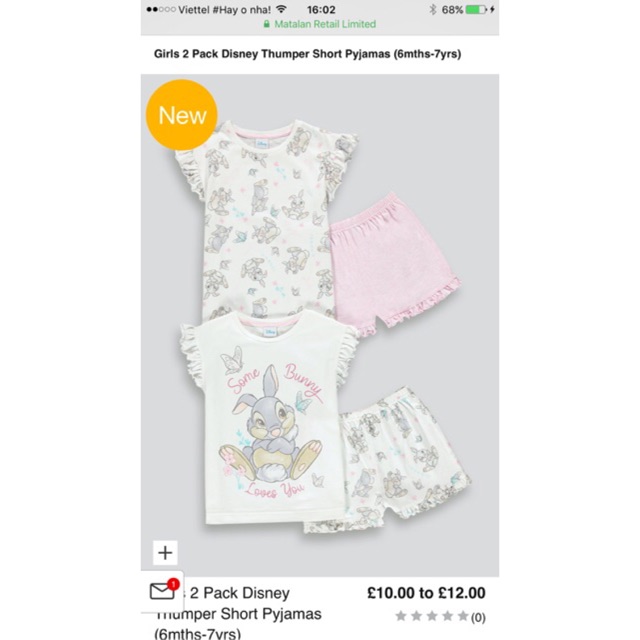 2 Bộ Mặc Nhà Bé Gái Thỏ Bunny