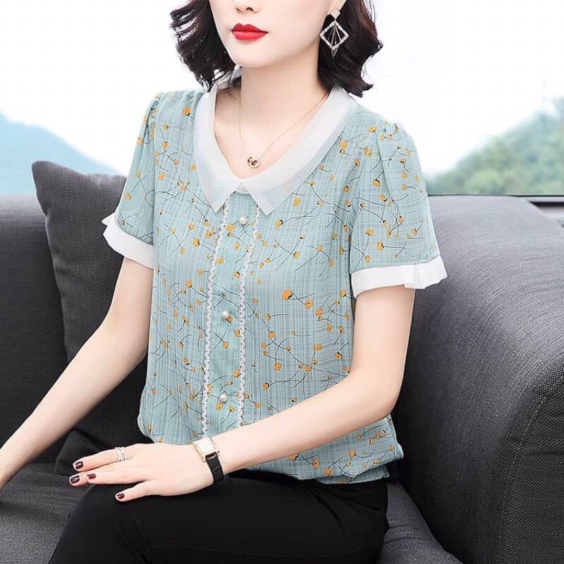 Áo sơ mi voan dáng bo gấu sang trọng NP1795