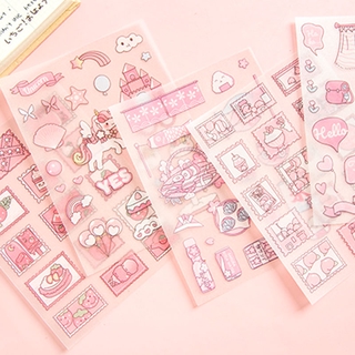 Set 4 tấm sticker pet màu hồng mờ dùng để trang trí