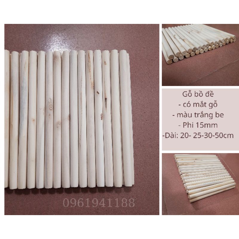 Thanh Gỗ Tròn Bồ Đề Phi Nhỏ 15mm ( Các Kích Thước)
