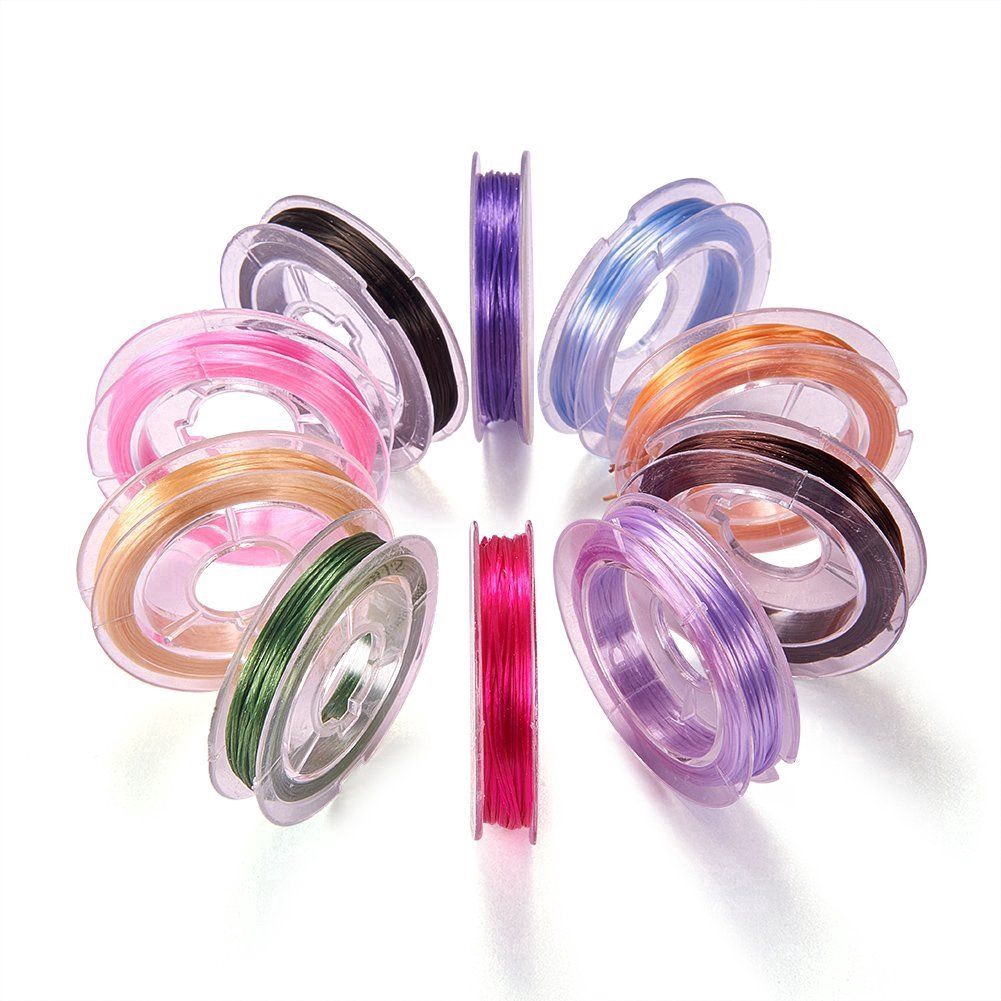 Set 10 cuộn dây sợi co giãn dùng làm trang sức/đồ thủ công dày 0.8mm 10m