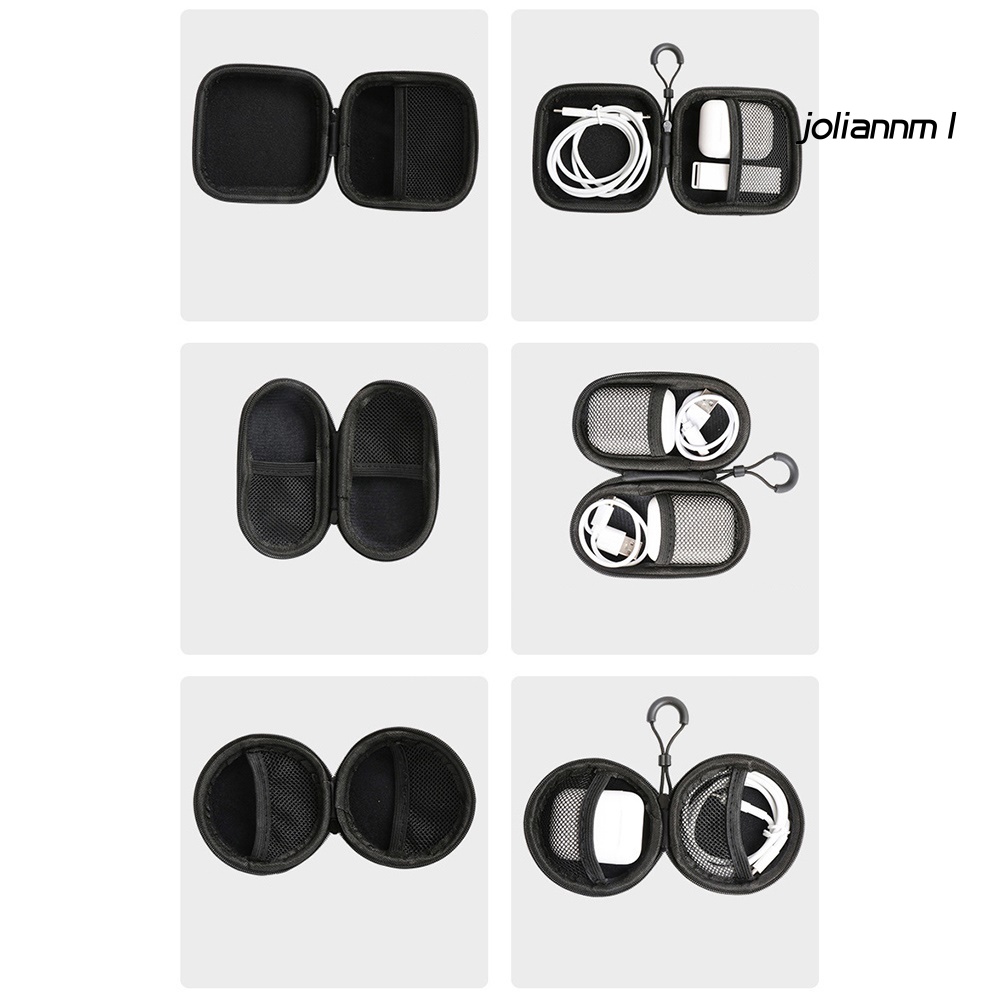 Set 2 Túi Đựng Tai Nghe Không Dây Bằng Eva Hình Tròn / Oval / Vuông Có Khóa Kéo Tiện Dụng Ốp