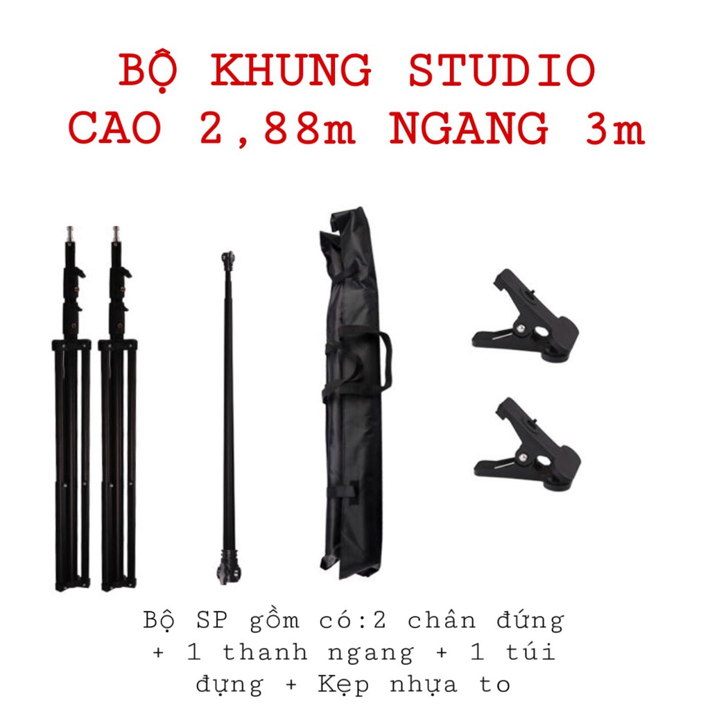 Khung treo phông nền chụp ảnh chữ U cao 2m88x3m