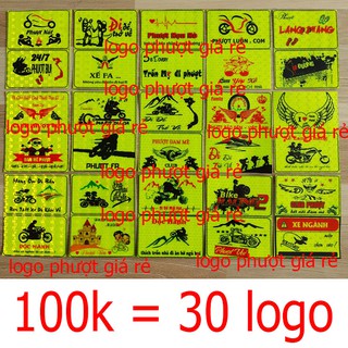 combo 30 logo phượt phản quang tem xe phản quang