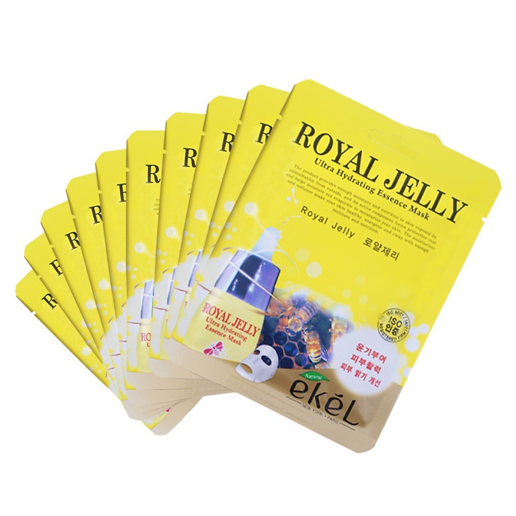 Combo 10 Miếng Mặt Nạ Dưỡng Da Sữa Ong Chúa Ekel Royal Jelly Ultra Hydrating Essence Mask (25ml x 10)