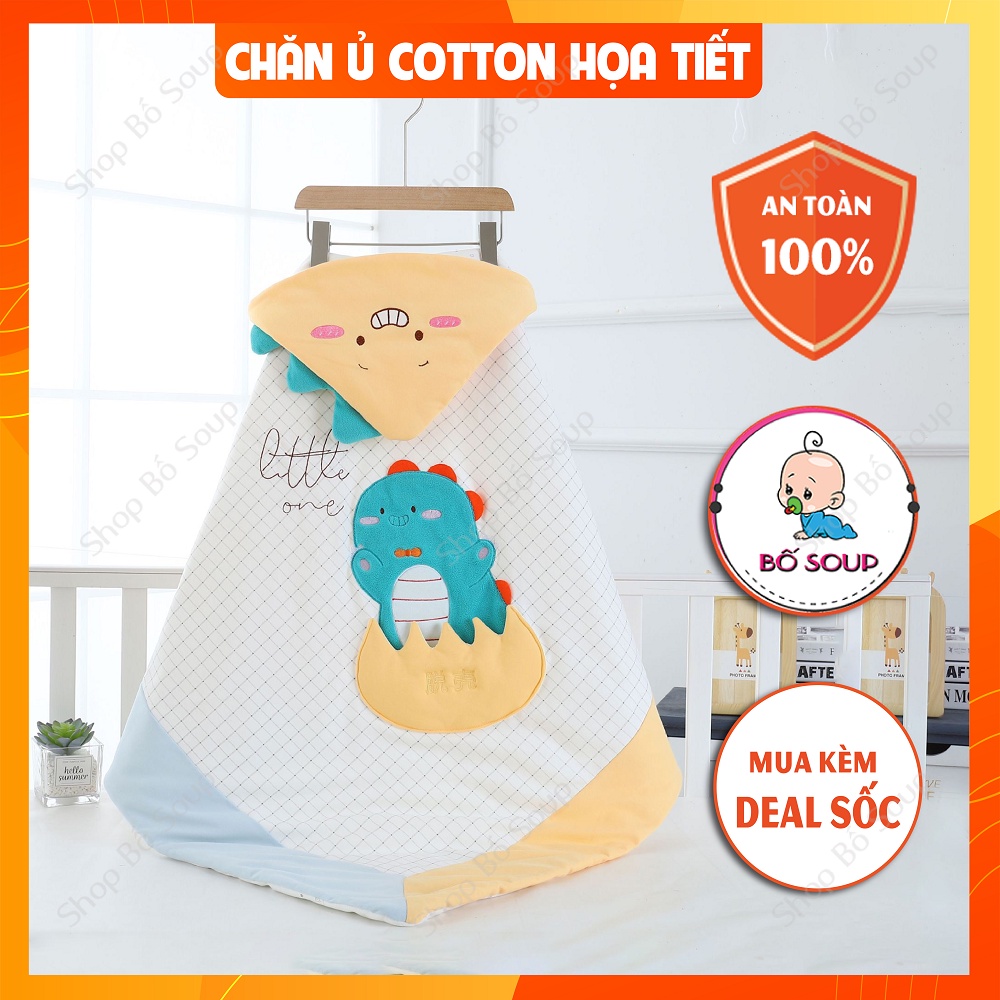 Chăn ủ cho bé sơ sinh hình họa tiết chất liệu cotton an toàn cho bé