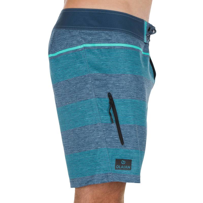 Quần short lướt ván ngắn Decathlon OLAIAN 500 - Kẻ xanh dương size L