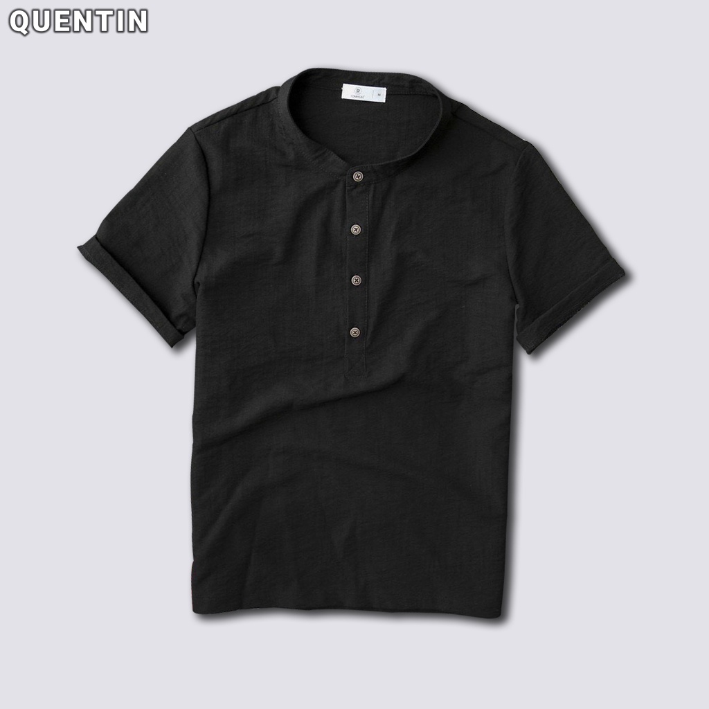 Áo sơ mi đũi nam cổ tàu cộc tay kiểu Hàn Quốc Quentin AD63 | BigBuy360 - bigbuy360.vn