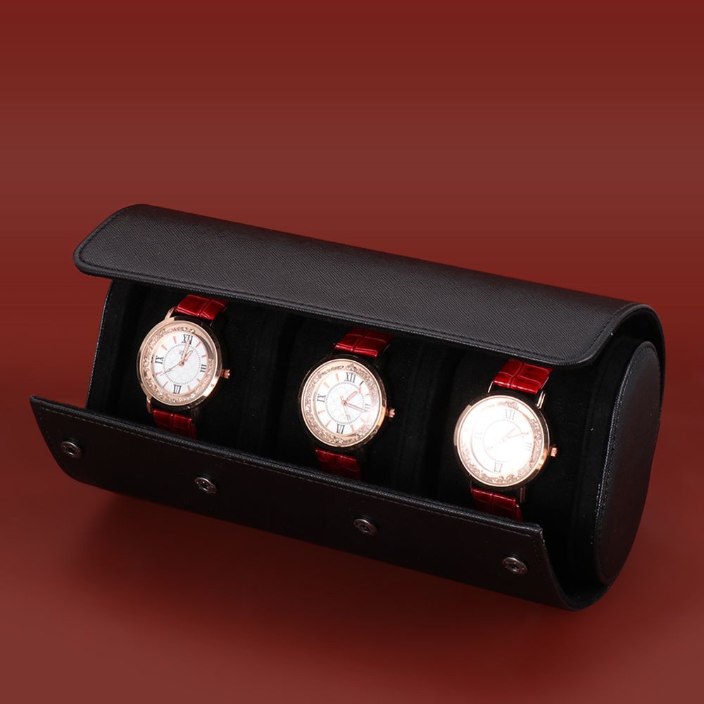 Hộp đựng đồng hồ đeo tay bằng da pu có 3 ngăn tiện dụng khi đi du lịch