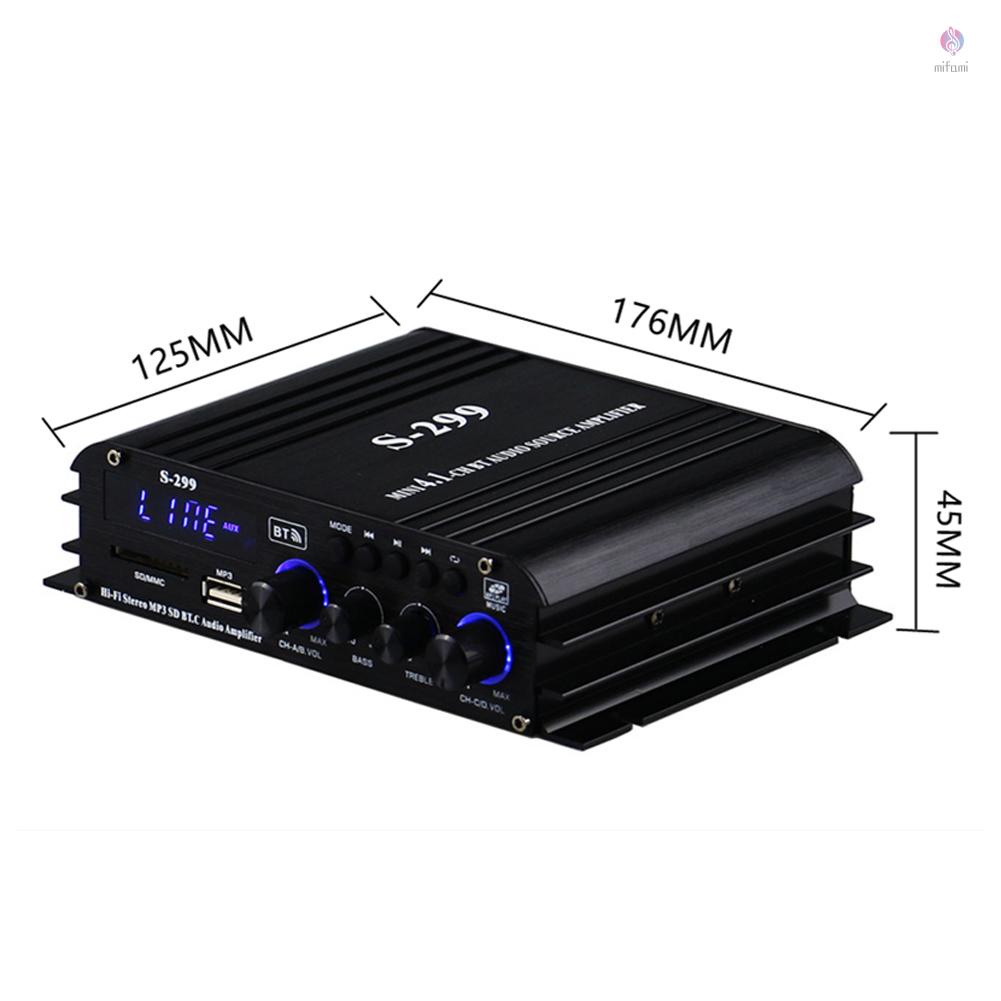 Bộ khuếch đại âm thanh mini 4.1 S-299 4*40W kèm điều khiển từ xa