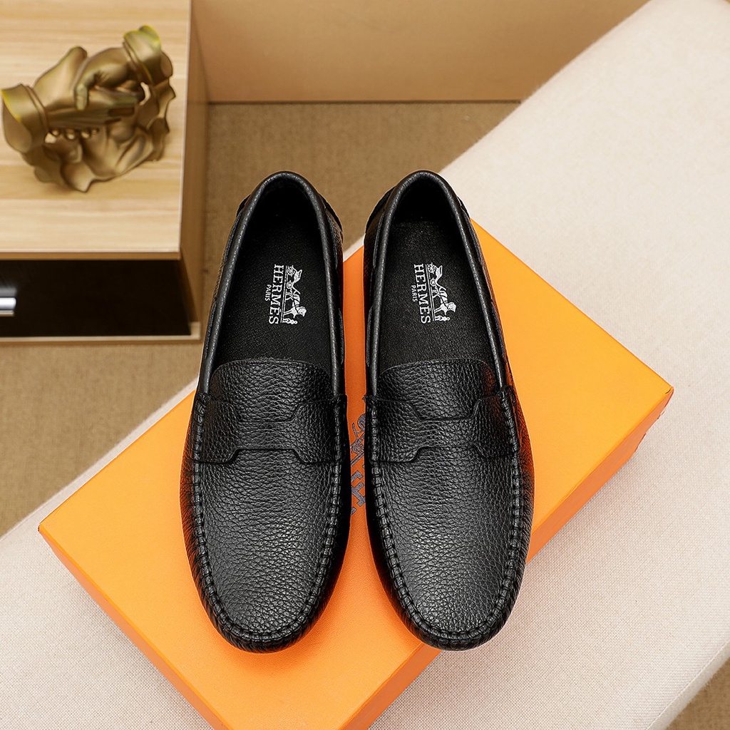 Giày lười nam cao cấp da thật Hermes HM thiết kế đơn giản với chất da mềm mang đến sự thoải mái