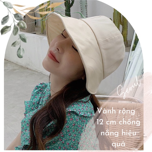 Mũ rộng vành chống nắng loại 1 bẻ vành theo ý, phía sau hớt vát hạn chế ảnh hưởng nếp tóc