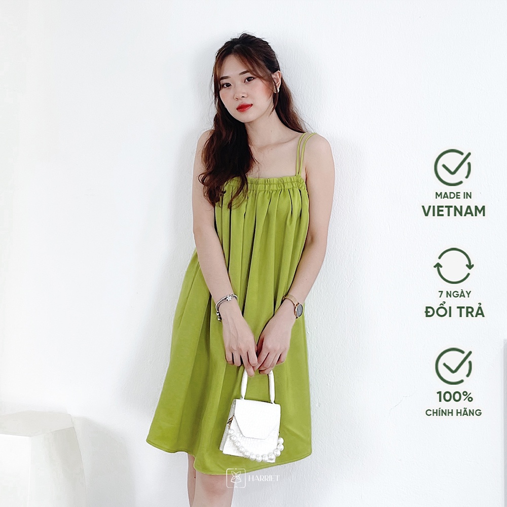 Váy dây dáng suông vải freesize chun ngực chất lụa Lime Premium Harriet