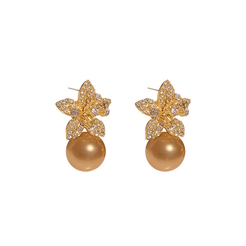 Bông Tai Mạ Bạc 925 Hình Hoa Đính Ngọc Trai Phong Cách Retro Hàn Quốc