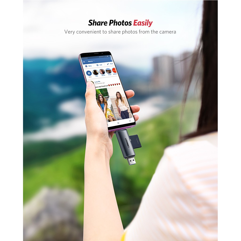 Đầu đọc thẻ nhớ SD, TF chân Type C, USB 3.0 Ugreen 50706 - BH 18 tháng