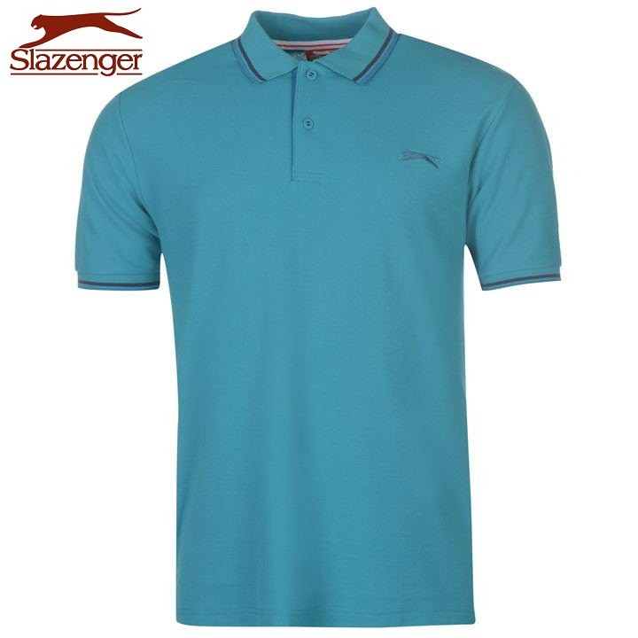 Áo thun nam Slazenger Tipped Polo (màu Teal Blue #1) - Hàng size UK