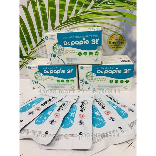 Khăn Lau Hạ Sốt Dr Papie 3+ Cho Bé Hạ Nhiệt Giảm Sốt Ngăn Ngừa Co Giật