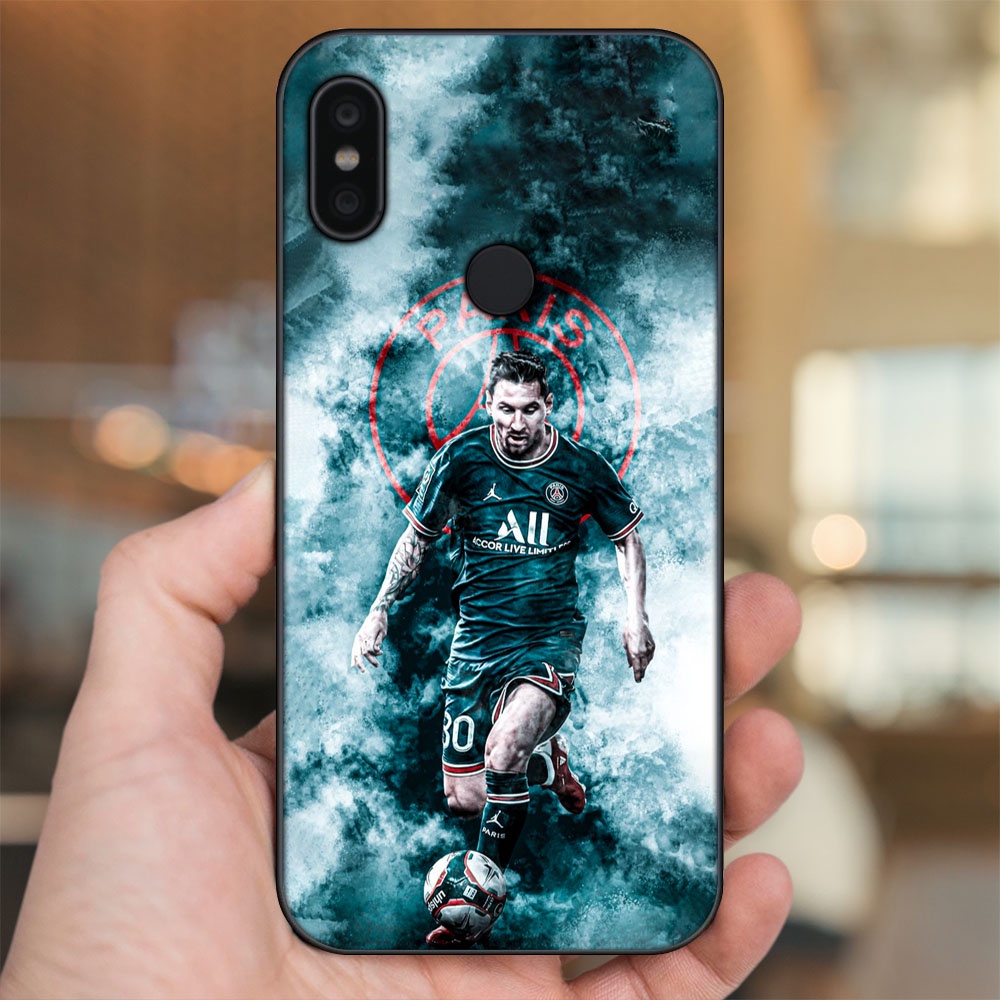 Ốp lưng Xiaomi Redmi Note 6 Pro viền đen in hình Lionel Messi Barcelona PSG