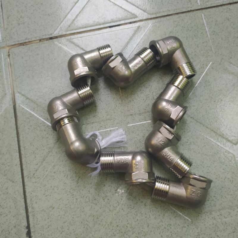 Nối co ren 21 inox 304, co điếu ren 21 - inox 304