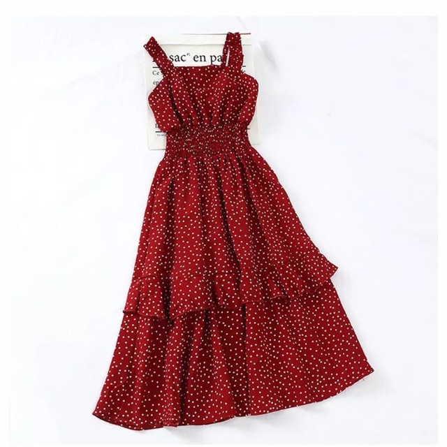 Váy tầng hai dây - Bee Bee shop - hình thật khách mặc ở cuối