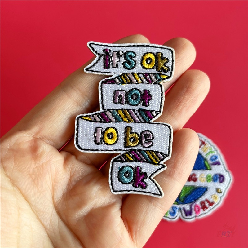 ☸ Sticker Chữ Tiếng Anh It 'S OK Not To Be OK / You Are Worthy of Everything Dán Trang Trí ☸ 1 Miếng Dán Ủi Quần Áo Hình Chim Hồng Hạc