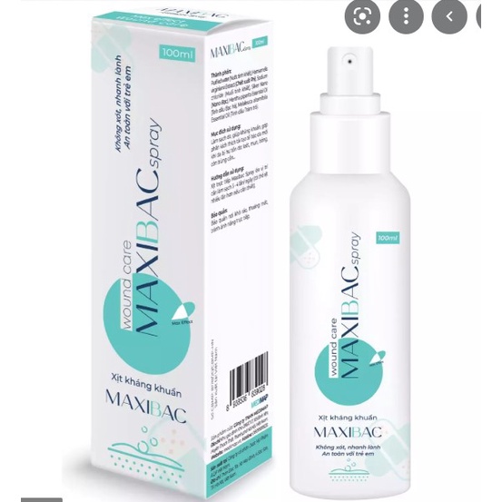 Xịt khuẩn Maxibac 100ml giúp nhanh lành da do bỏng, vết loét, ezecma, zona, thủy đậu