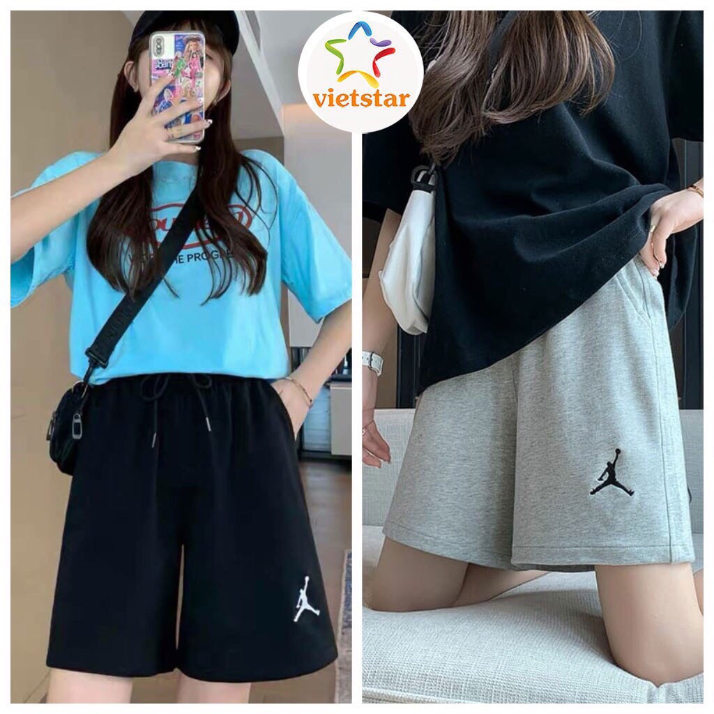 Quần Đùi Thể Thao Jordan Nữ - Sooc Thun Dáng Rộng Unisex Thêu Hình Sắc Nét Phong Cách Ullzang KHÁNH NHƯ STORE | BigBuy360 - bigbuy360.vn