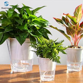 Chậu trồng hoa / cây cảnh trong nhà màu trong suốt tự tưới nước tiện lợi