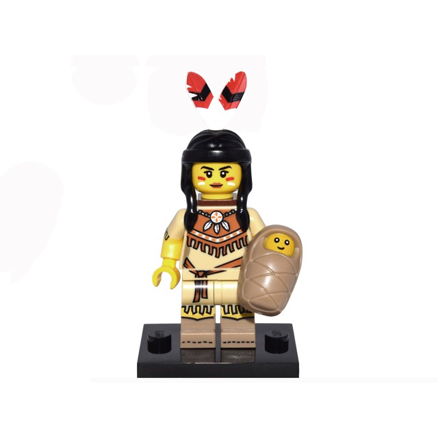 Nhân vật LEGO Minifigures Series 15 Tribal Woman 71011 - Cô gái bộ lạc da đỏ ôm em bé
