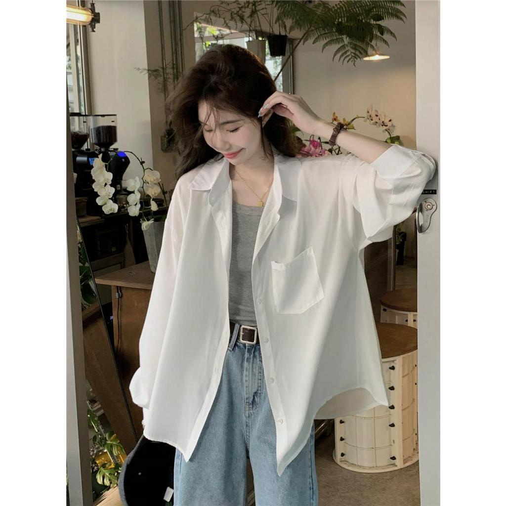 Áo Sơ Mi Mỏng Dài Tay Dáng Rộng Phong Cách Hàn Quốc Thời Trang Xuân Hè Sành Điệu 62459