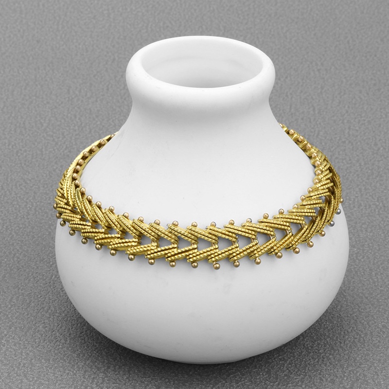 Vòng tay xương cá bằng đồng thau phong cách hip hop