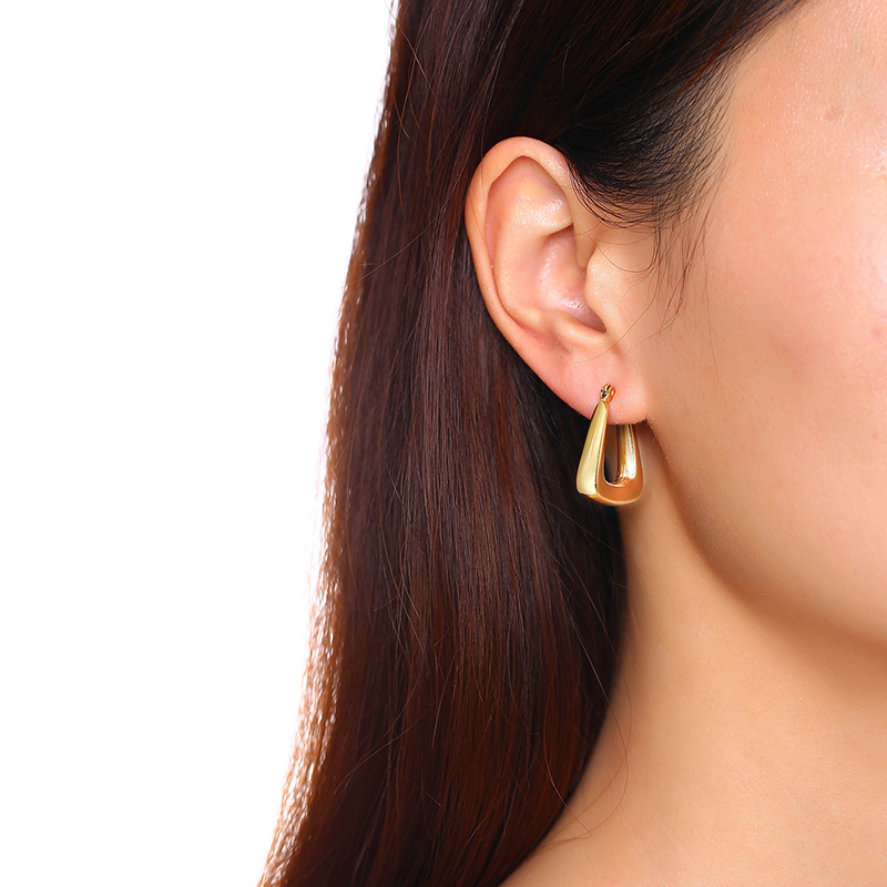 Vnox Khuyên tai thép không gỉ thiết kế kiểu hình học thời trang dành cho nữ