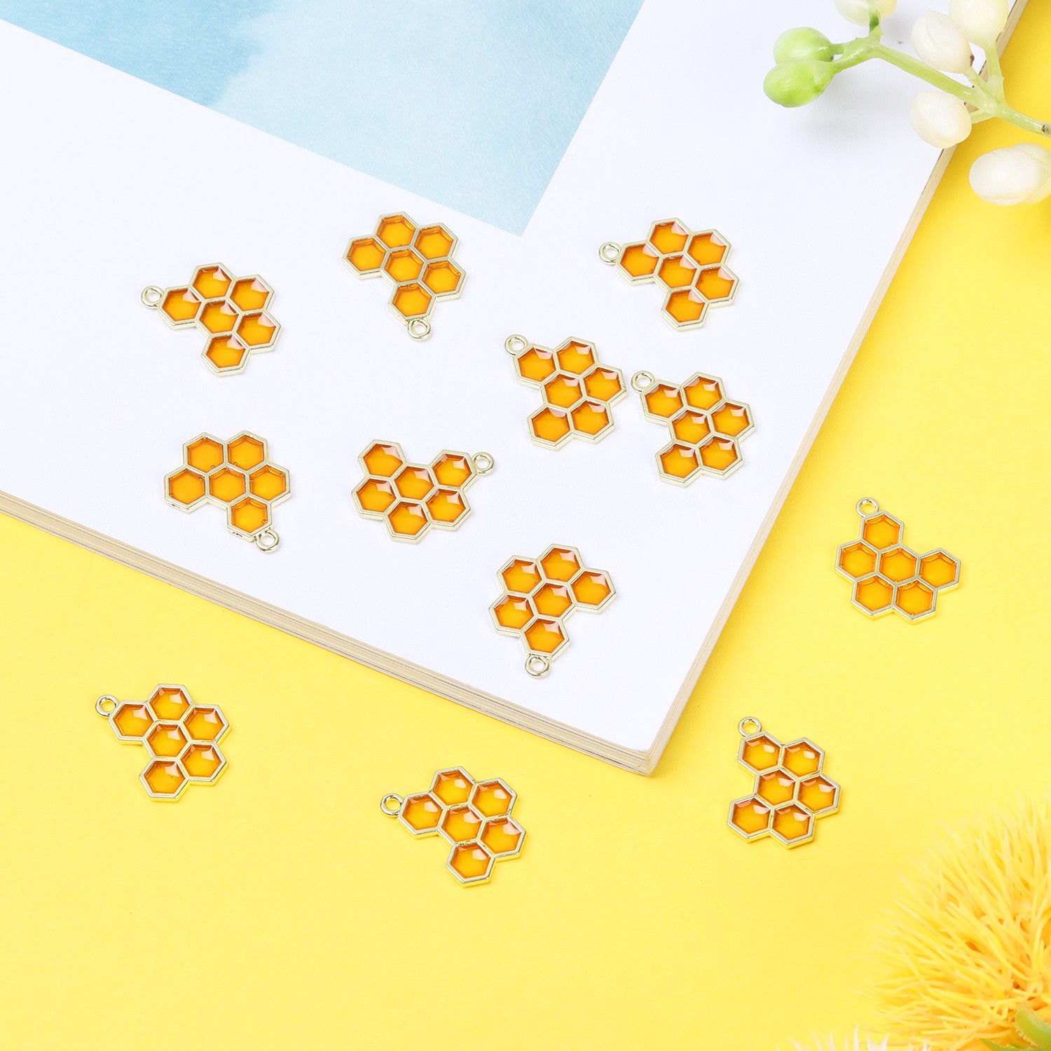 BJIA 40 Pcs|Charms Earring Jewelry Making Pendants Necklace Bee Bracelet Holes Honeybee