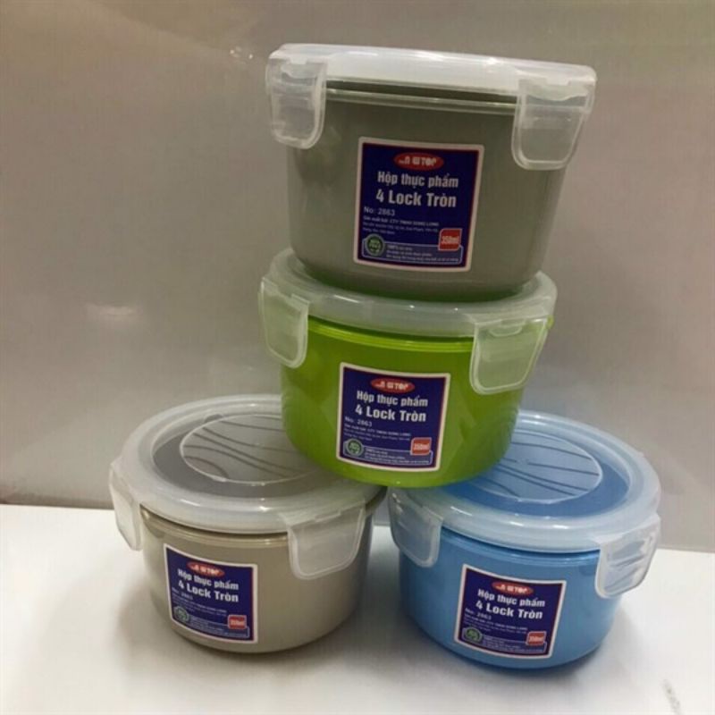 HỘP ĐỰNG THỰC PHẨM TRÒN 350/580ML 4 LOCK SONG LONG CHỐNG TRÀN SIÊU BỀN