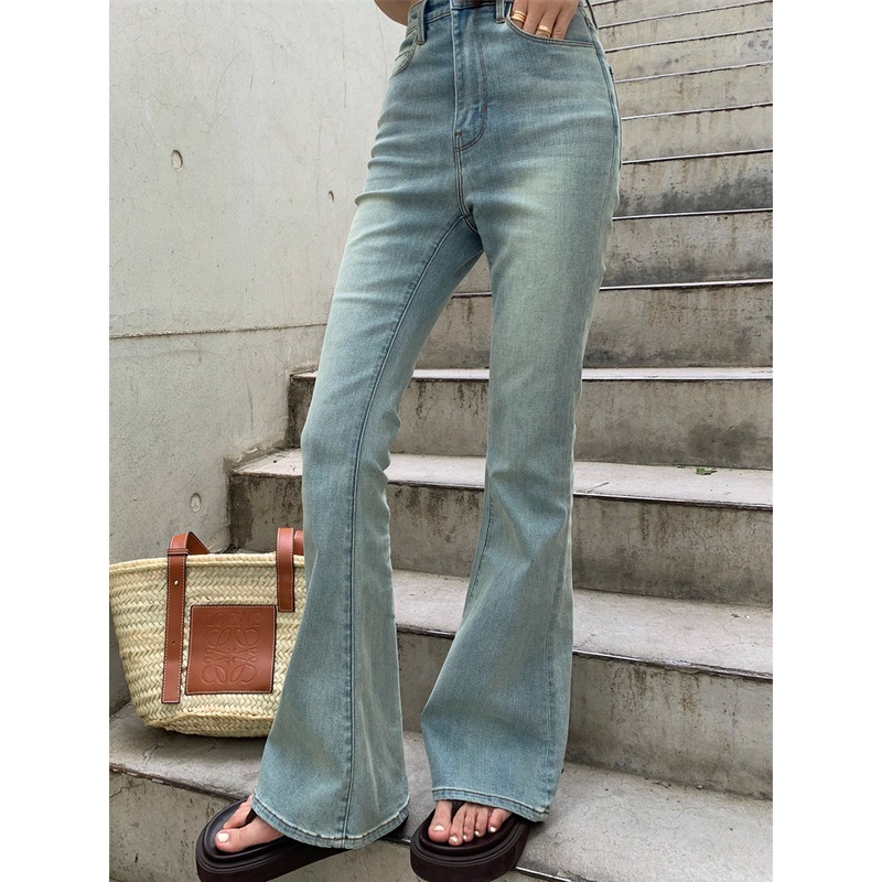 Quần Jeans Nữ Lưng Cao Ống Loe Thời Trang
