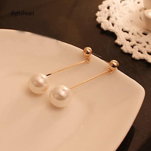 Khuyên tai dáng dài mạ vàng đính ngọc trai giả sang trọng cho nữ