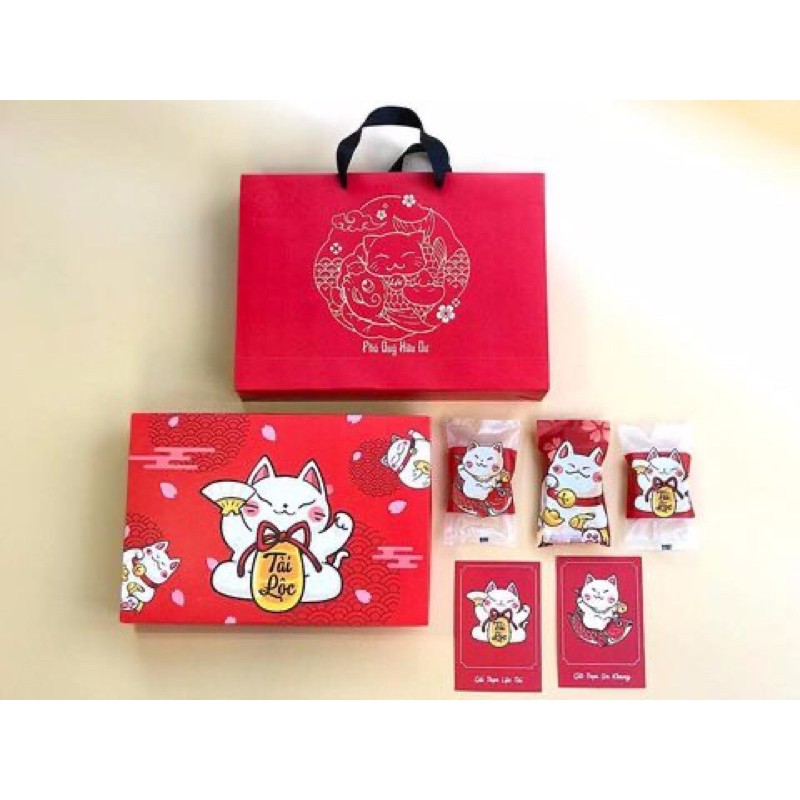 Hộp bánh quy mèo thần tài ( không kèm tem)