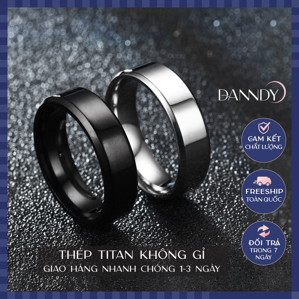 Nhẫn Trơn Nam Thép Titan Không Gỉ. Nhẫn Thời Trang Nam Basic. Nhẫn Basic Nam Nữ Trắng Đen