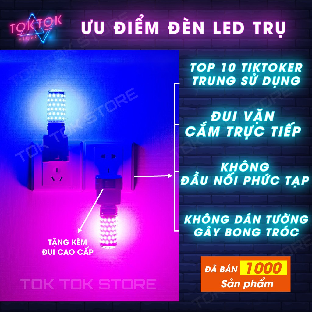Đèn Led Tiktok nhiều màu TOK TOK đèn neon trang trí, quay video clip triệu views có đui cắm trực tiếp bảo hành 24 tháng.